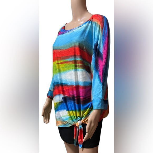 NWT Ali Miles Round Neck 3/4 Sleeve Front Side Twist Knit Tunic Size XL - Picture 2 of 7